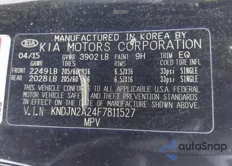 2015 Kia Soul from USA, damaged, VIN KNDJN2A24F7811527